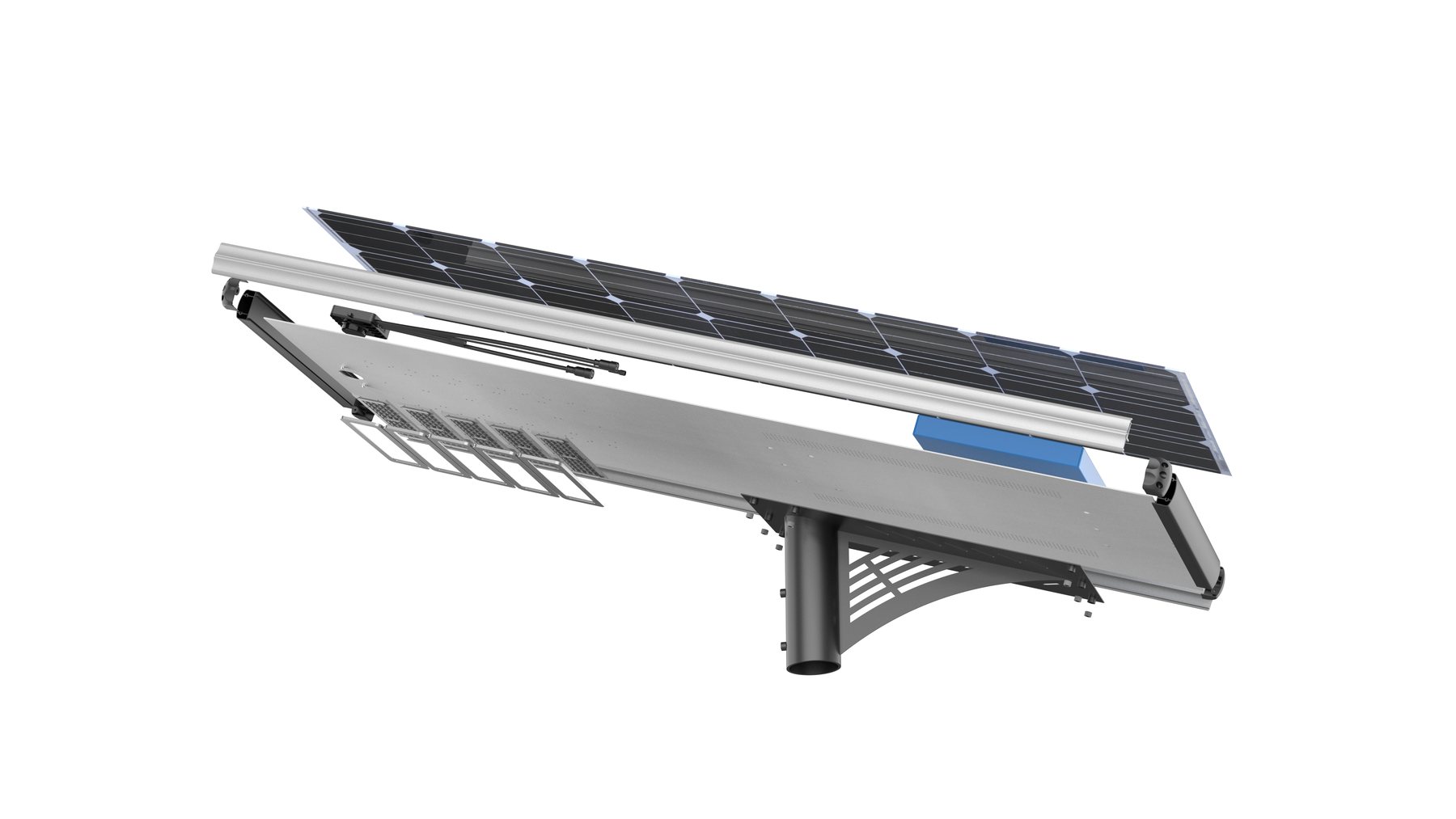 NM Series solar street light exploded assembly view NM Series solar street light exploded assembly diagram